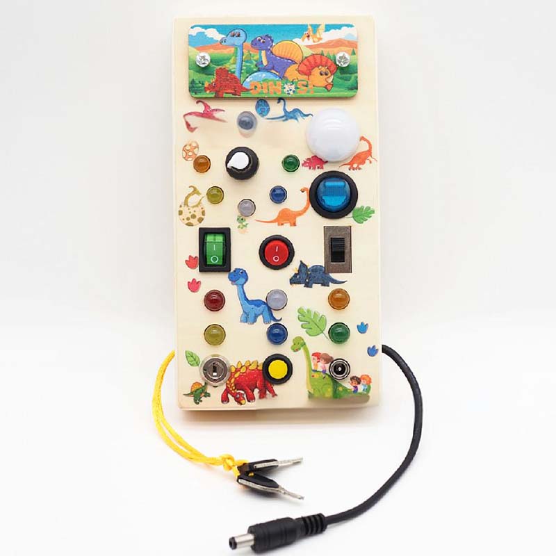 LED Wooden Busy Board – Switch & Button Sensory Activity Toy