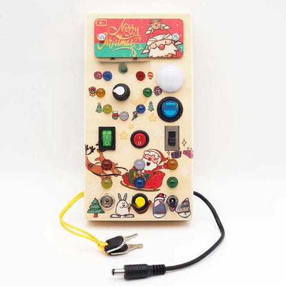 LED Wooden Busy Board – Switch & Button Sensory Activity Toy