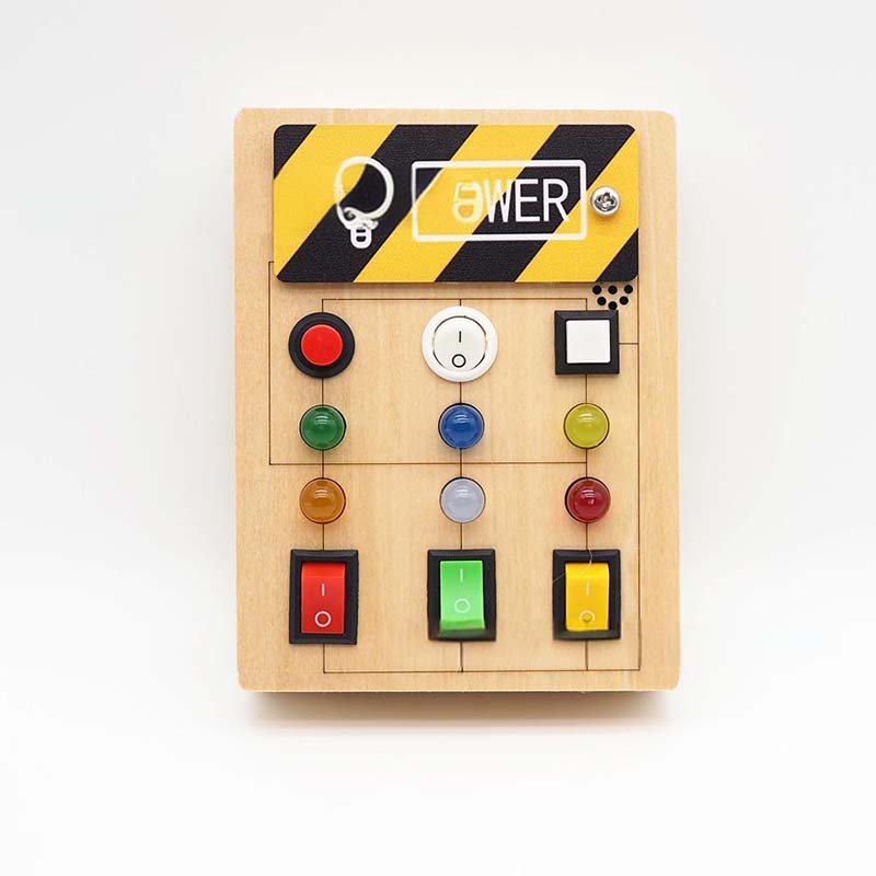 LED Wooden Busy Board – Switch & Button Sensory Activity Toy