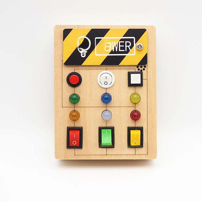 LED Wooden Busy Board – Switch & Button Sensory Activity Toy