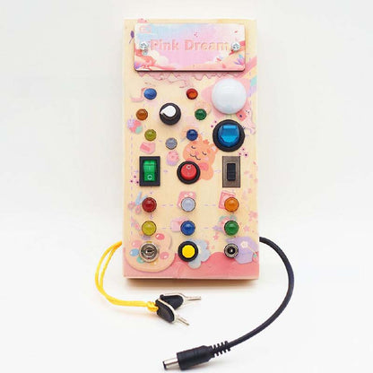 LED Wooden Busy Board – Switch & Button Sensory Activity Toy