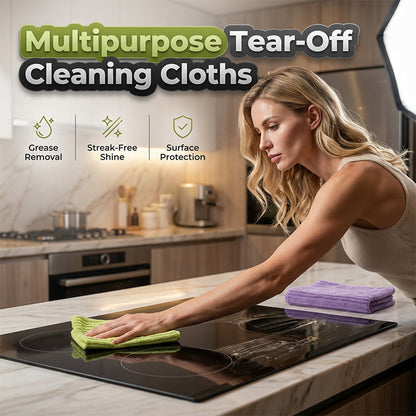 🍃 Bamboo Fiber Cleaning Cloth Roll – Thick Absorbent Tear-Off Kitchen Towels for Grease, Spills & Everyday Cleaning