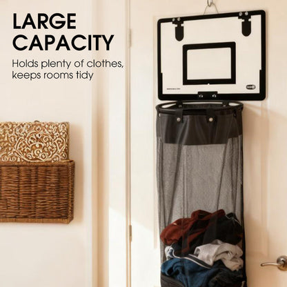 🎉Over-the-Door Basketball Laundry Hamper | Creative Score Game, Big Black Mesh Net, Acrylic/Wood Backboard, No-Drill Install 🚪🏀
