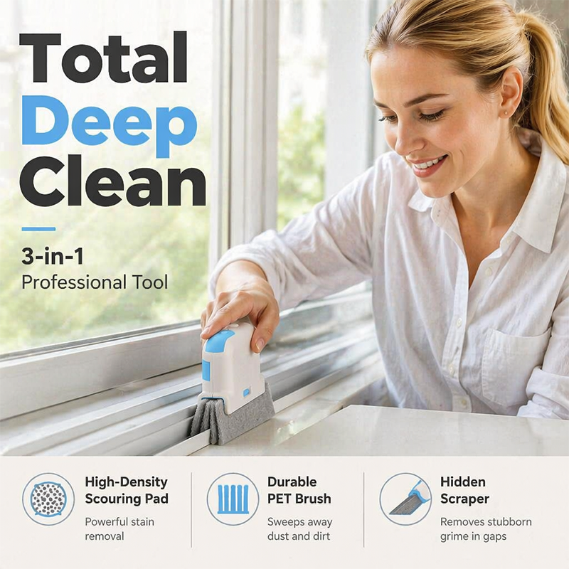 🧽 3-in-1 Window Track Deep Cleaning Tool – Scrub, Brush & Clean Tight Gaps