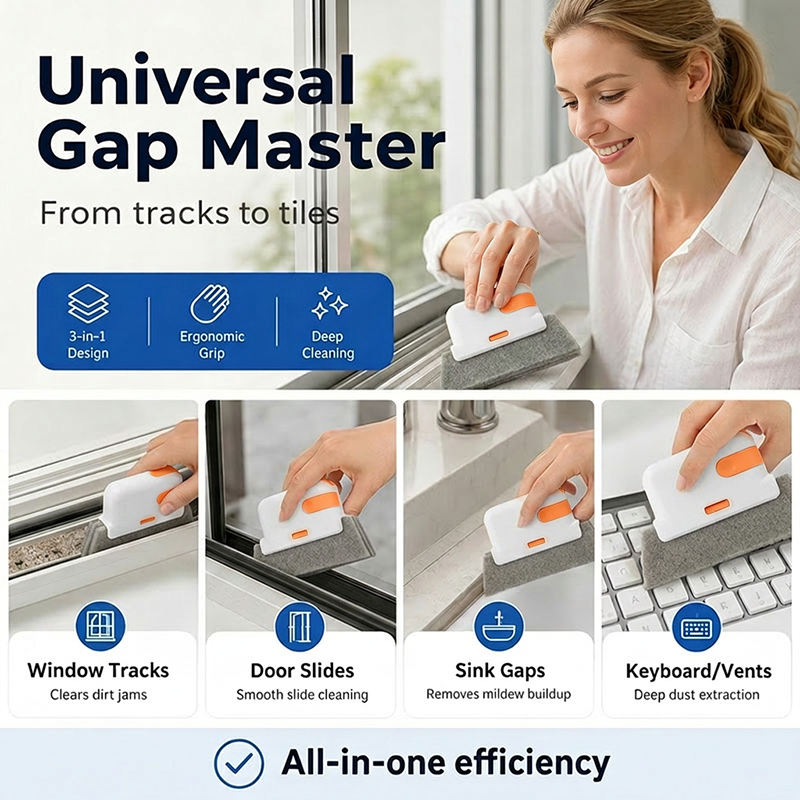 🧽 3-in-1 Window Track Deep Cleaning Tool – Scrub, Brush & Clean Tight Gaps