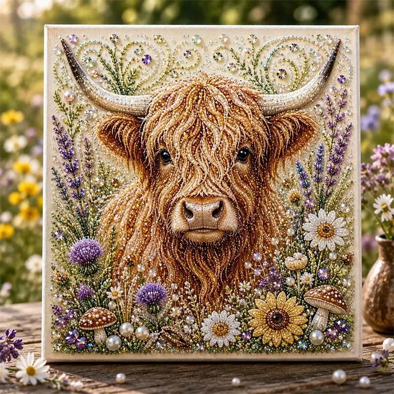 🏆 Last Day Special Price🦉💛 Highland Cow Pearl Art DIY Kit – Relaxing DIY Craft to Create Stunning Coastal Artwork (📦Buy 4 Free Shipping)