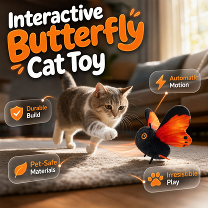 🎁2026 New Arrivals 50% OFF💥Smart Sensing Flapping Butterfly Toy for Cats – Auto-Motion Activation, Realistic Flutter & Endless Play 🦋✨