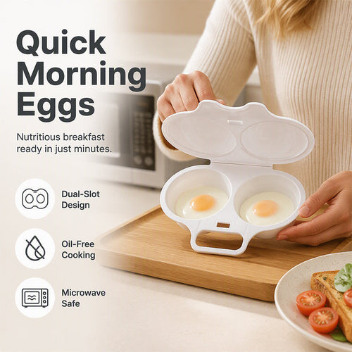 🔥 BUY 1 GET 1 FREE! Microwave Egg Poacher – Perfect Eggs in Minutes 🍳