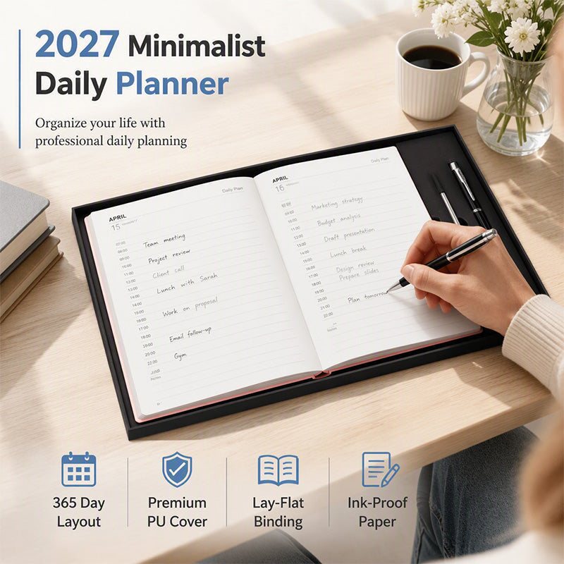 📢40% OFF !! ⏰2026 Sale 🖐️2027 Minimalist Daily Planner Notebook