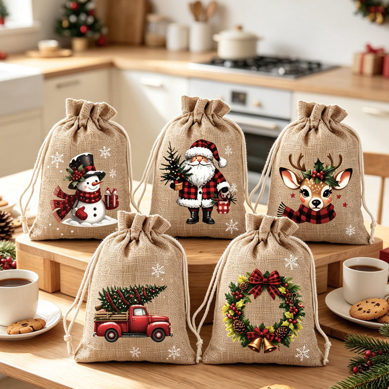 ⏰Christmas Drawstring Gift Bags