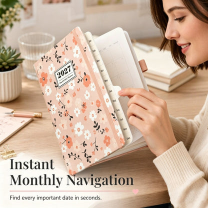 2027 Floral Weekly Planner – A5 Organizer with Monthly Index Tabs