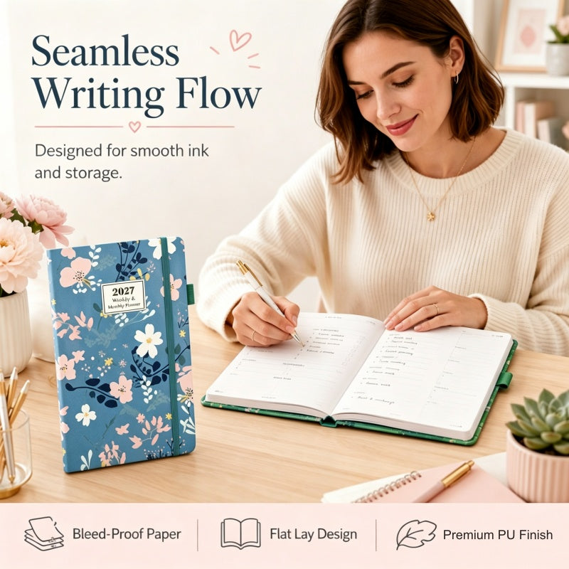 2027 Floral Weekly Planner – A5 Organizer with Monthly Index Tabs