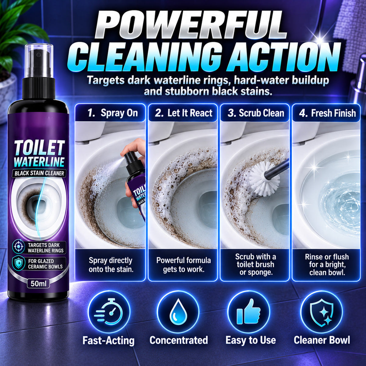 💞10K+ SOLD! Waterline Cleaner! Targets black rings, clinging formula & less scrubbing. Clean bowl – grab yours!