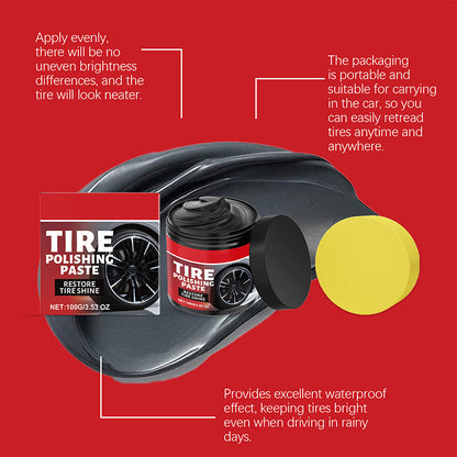 🛞✨ Tire Shine Balm with Sponge – Restore a Deep Black Finish