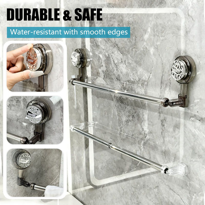 🛁 No-Drill Adjustable Suction Cup Towel Bar