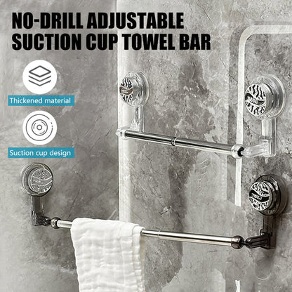 🛁 No-Drill Adjustable Suction Cup Towel Bar