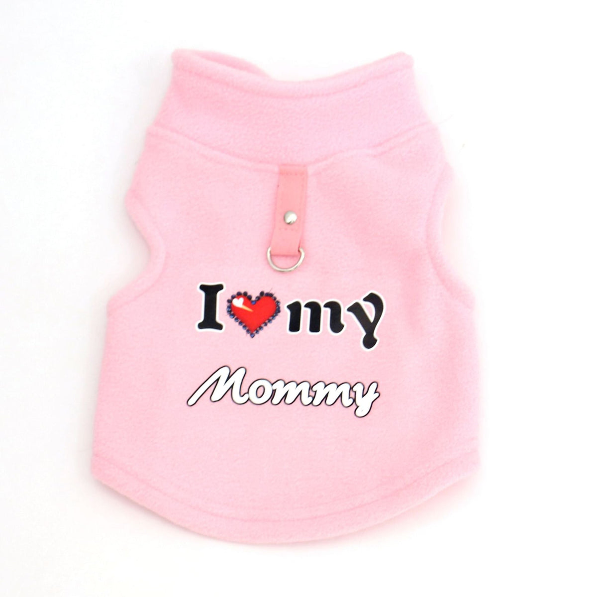 Little Love Cozy Plush Dog Vest – Warm Sleeveless Pet Sweater with Built-In Leash Ring, Cute Love Daddy & Mommy Designs