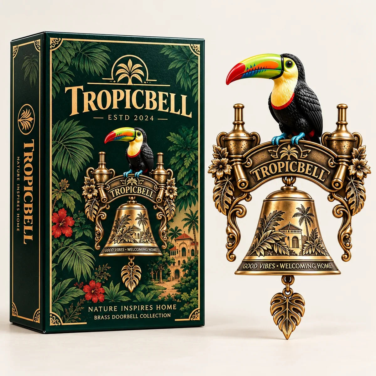TROPICBELL™ Vintage Toucan Brass Doorbell